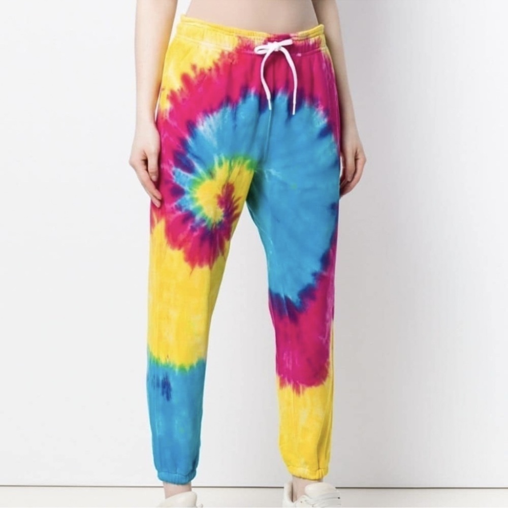Polo Ralph Lauren Tie-Dye Drawstring Joggers in Yellow, Blue & Pink